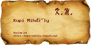 Kupi Mihály névjegykártya